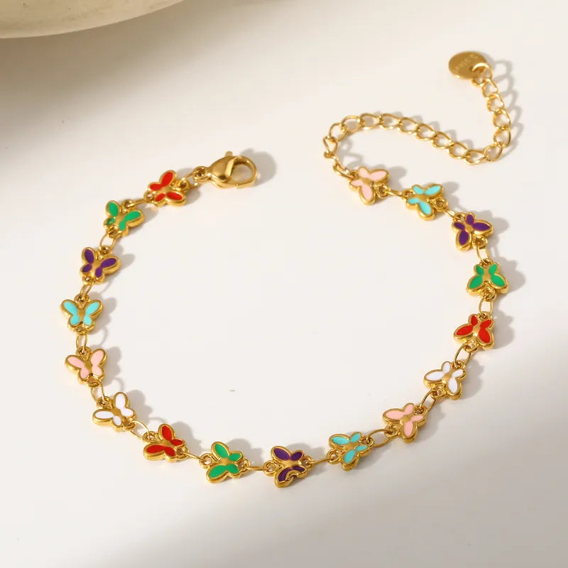 304 Stainless Steel Vacuum Plating (In Furnace) 18K Real Gold Plated Oil Drop Women's Lobster Clasp Handmade Chain Bracelet