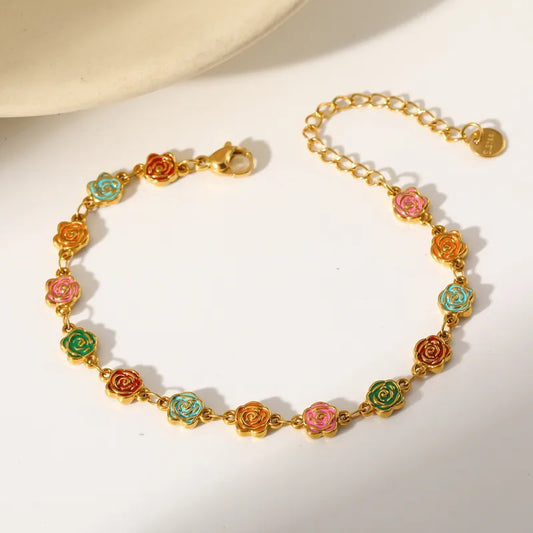 304 Stainless Steel Vacuum Plating (In Furnace) 18K Real Gold Plated Oil Drop Women's Lobster Clasp Handmade Chain Bracelet