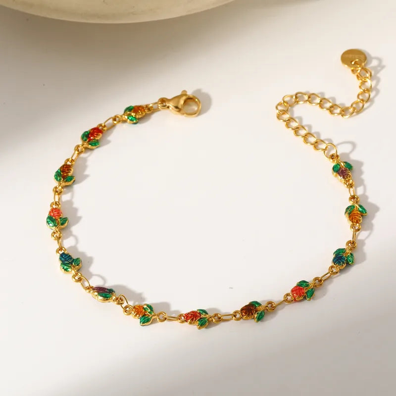 304 Stainless Steel Vacuum Plating (In Furnace) 18K Real Gold Plated Oil Drop Women's Lobster Clasp Handmade Chain Bracelet