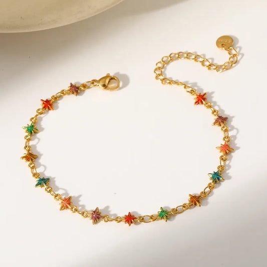 304 Stainless Steel Vacuum Plating (In Furnace) 18K Real Gold Plated Oil Drop Women's Lobster Clasp Handmade Chain Bracelet