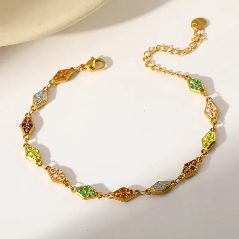 304 Stainless Steel Vacuum Plating (In Furnace) 18K Real Gold Plated Oil Drop Women's Lobster Clasp Handmade Chain Bracelet