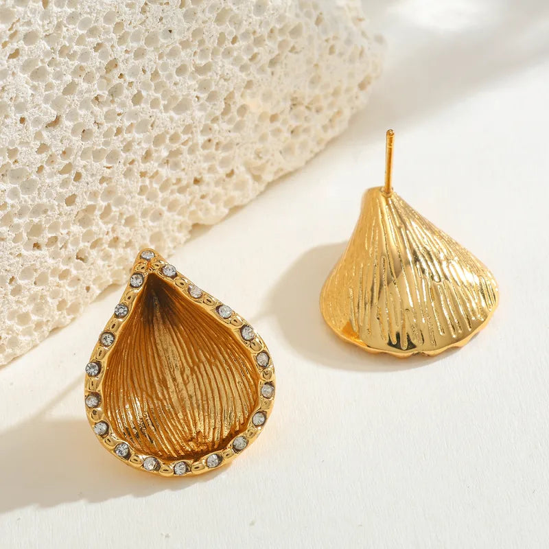 304 Stainless Steel Water Plated 18K Real Gold Irregular Curve Casual Cute Basic Style (Simple Style) Gold Earrings