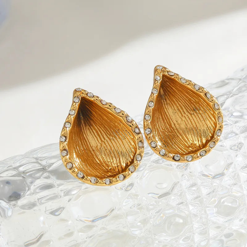 304 Stainless Steel Water Plated 18K Real Gold Irregular Curve Casual Cute Basic Style (Simple Style) Gold Earrings
