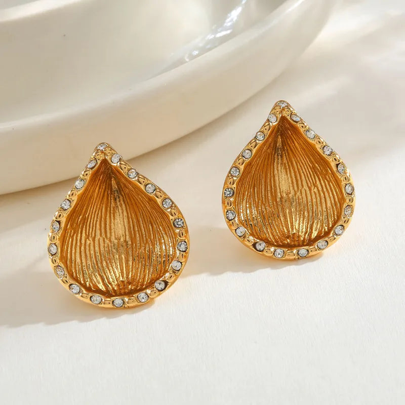 304 Stainless Steel Water Plated 18K Real Gold Irregular Curve Casual Cute Basic Style (Simple Style) Gold Earrings
