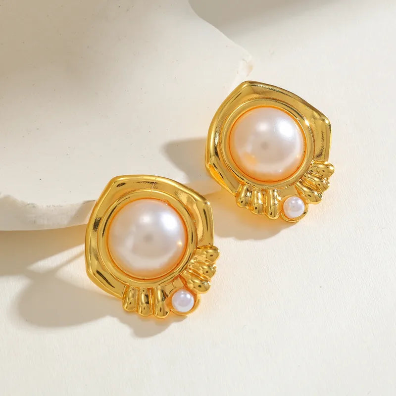 304 Stainless Steel Water Plated 18K Real Gold Plated Rhombus Inlaid Acrylic Casual Cute Basic Style (Simple Style) Earrings