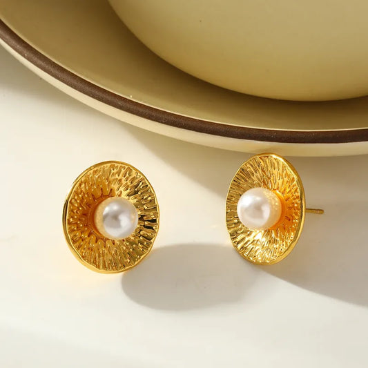 304316 Stainless Steel Vacuum Electroplating (In Furnace) Plated 18K Real Gold Zircon Inlaid Women's Suitable Earrings