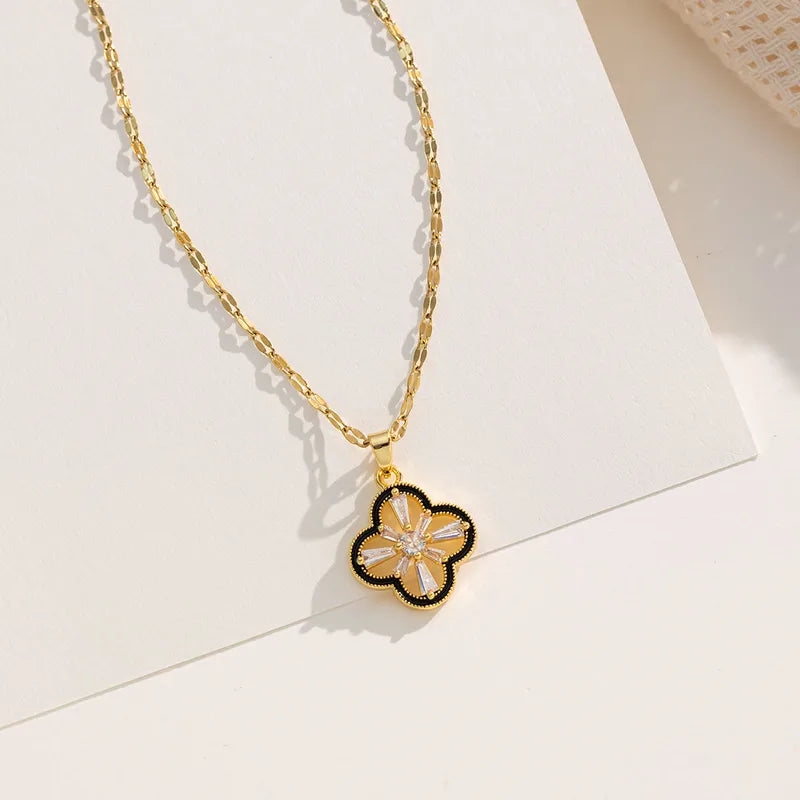 316 Stainless Steel Copper Geometric Electroplated 18K Real Gold Plated Casual Elegant Lip Chain Pendant Necklace