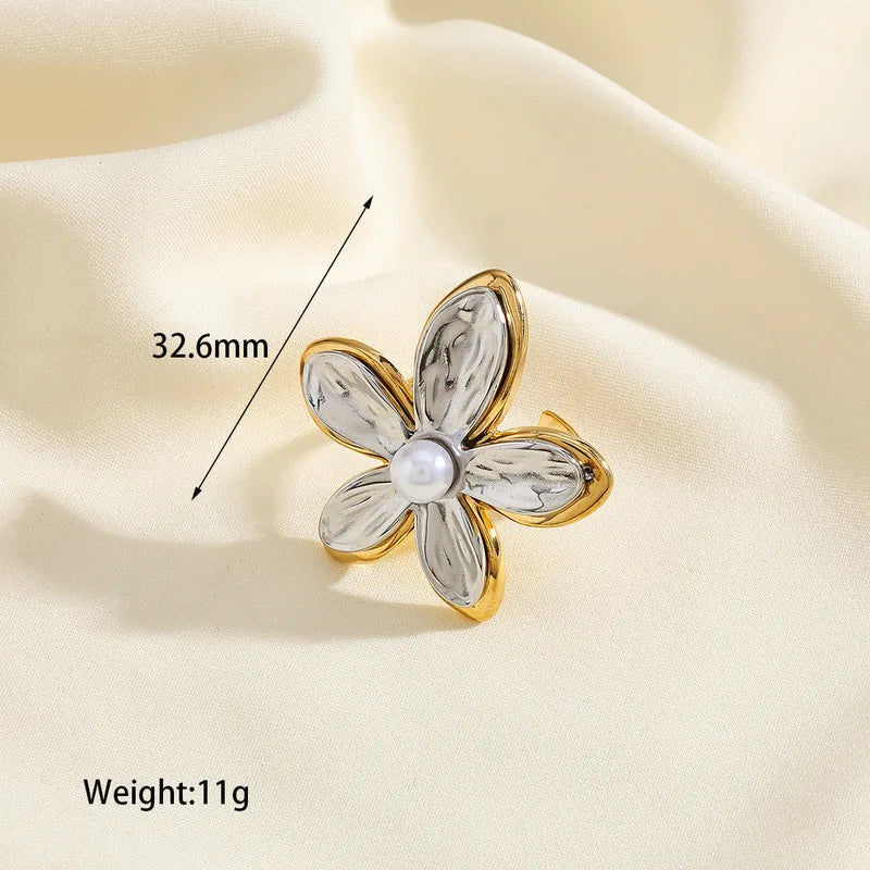 Adjustable Open Ring Style Floral Design Sweet And Sparkling For Birthday Parties And Dates Women's Jewelry Accessory