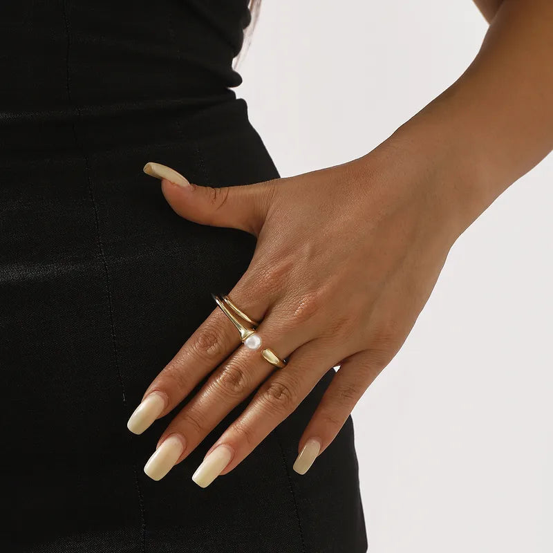 Adjustable Open Ring ZR0470 Simple Personality Trendy Design High Fashion Luxury Women's Ring Geometric Pattern Basic Style