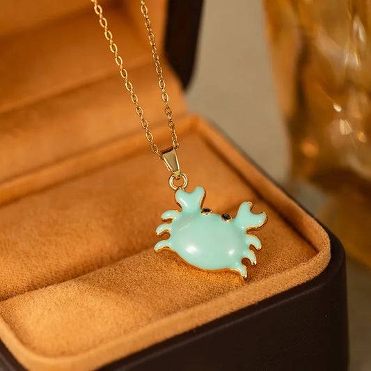 Beach Ocean Crab Shell Pendant Necklace Summer Luxury Versatile Personalized Clavicle Chain Titanium Steel And Copper Jewelry