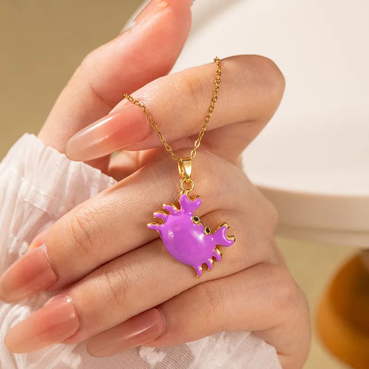 Beach Ocean Crab Shell Pendant Necklace Summer Luxury Versatile Personalized Clavicle Chain Titanium Steel And Copper Jewelry