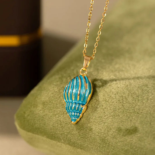 Beach Ocean Crab Shell Pendant Necklace Summer Luxury Versatile Personalized Clavicle Chain Titanium Steel And Copper Jewelry