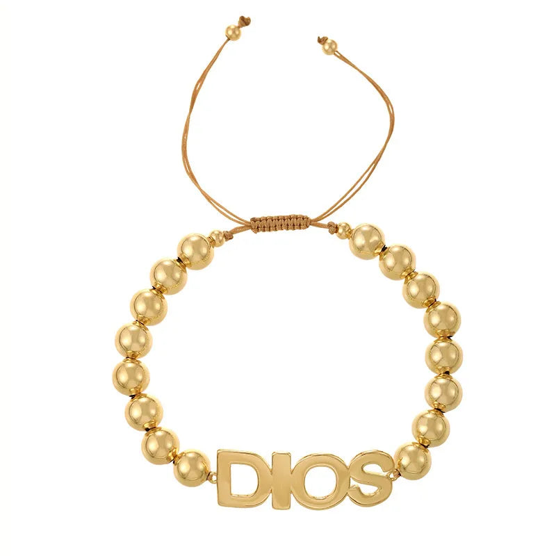 Beach Themed Fashionable Mixed Metal Letter Bracelet Yellow Bronze Versatile Stylish Women's Jewelry Cuff XOXO Plated Alphabet