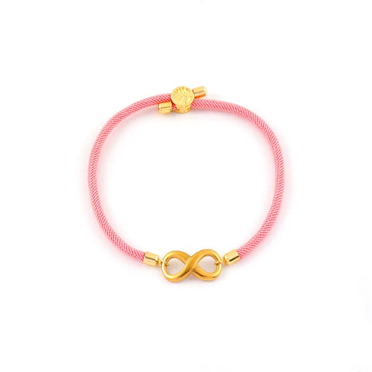 Casual Stainless Steel Gold Plated Women's Hand Cord Bracelet Adjustable Multi-color Infinity 8 Word Elegant Classic Style