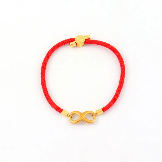 Casual Stainless Steel Gold Plated Women's Hand Cord Bracelet Adjustable Multi-color Infinity 8 Word Elegant Classic Style