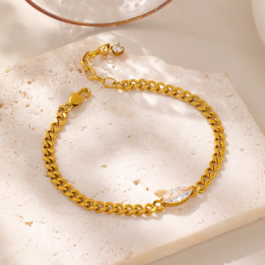 Casual Titanium Steel Bracelet Ladies Fashion 18K Gold Plated Vintage Bracelet Rose Gold Color