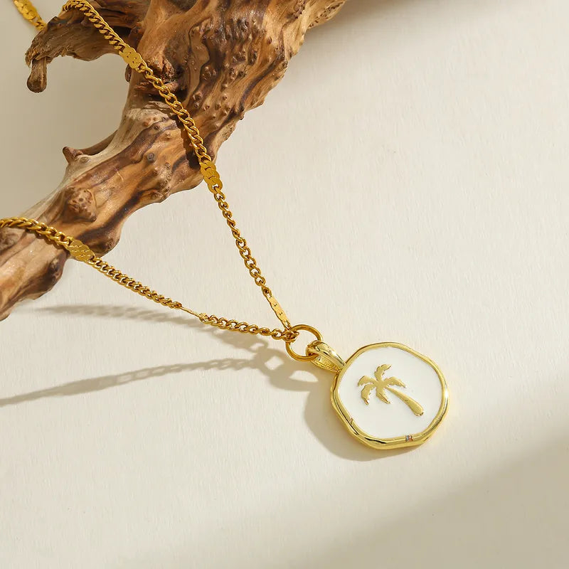 Charming New Design 18K Gold Plated Stainless Steel Copper Pendant Necklace Cute Cactus Shape Casual Romantic Commute Style