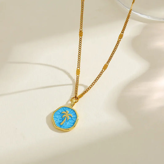 Charming New Design 18K Gold Plated Stainless Steel Copper Pendant Necklace Cute Cactus Shape Casual Romantic Commute Style