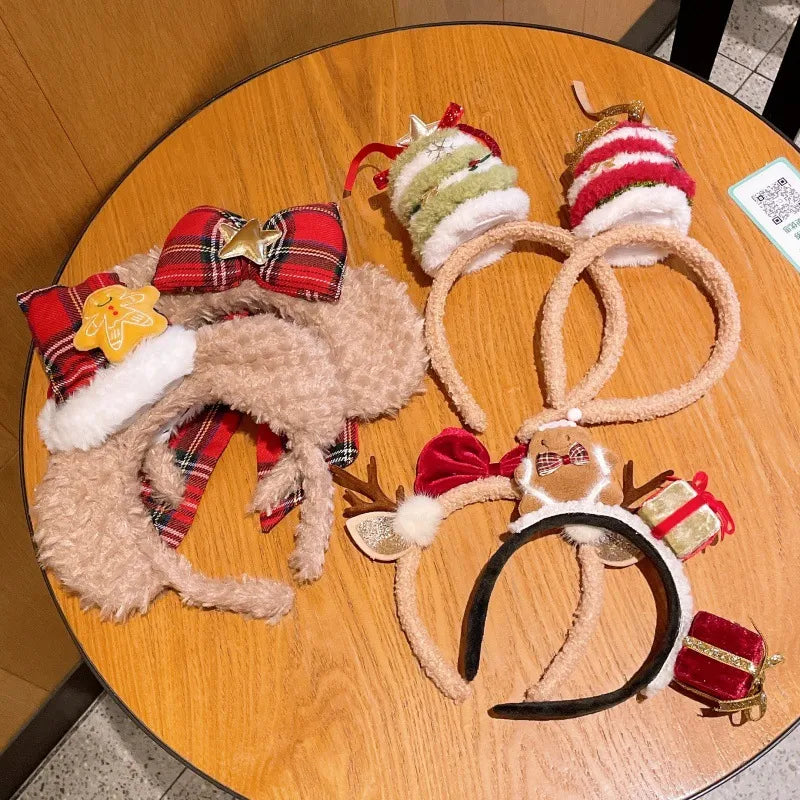 Christmas Fun Plush Bear Hairband Women's Autumn Winter New Style Tiana Bear Princess Amusement Park Photo Hairband Accessories