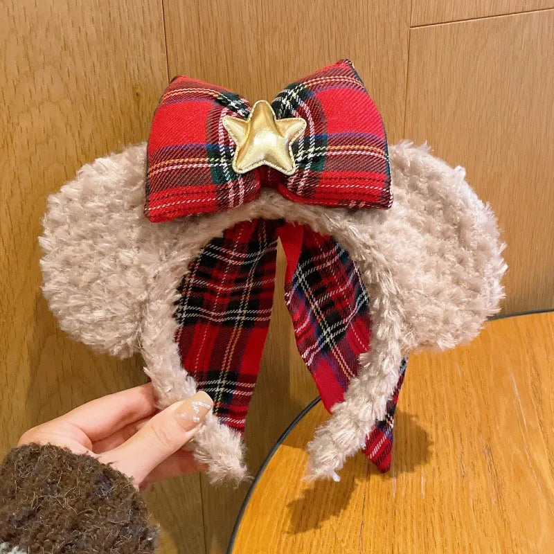 Christmas Fun Plush Bear Hairband Women's Autumn Winter New Style Tiana Bear Princess Amusement Park Photo Hairband Accessories