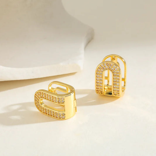 Circle Water Plated Copper Zircon (Jewelry) Waterproof Non-Fading Electroplated Earrings Studs For Women Shiny Elegant