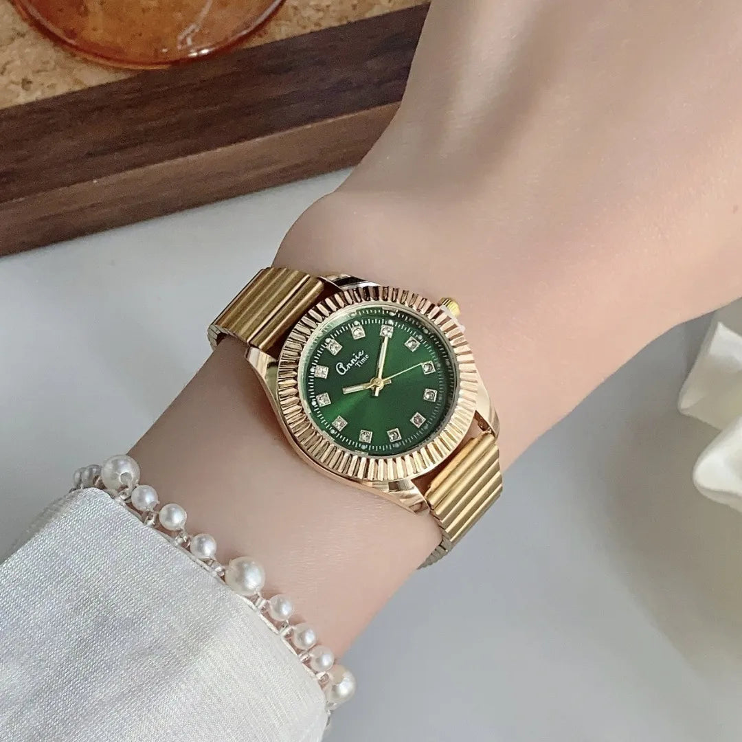 Classic Business Quartz Watch Adjustable Bamboo Node Steel Belt Small Golden Watch Versatile Gold Tone Couple Watch