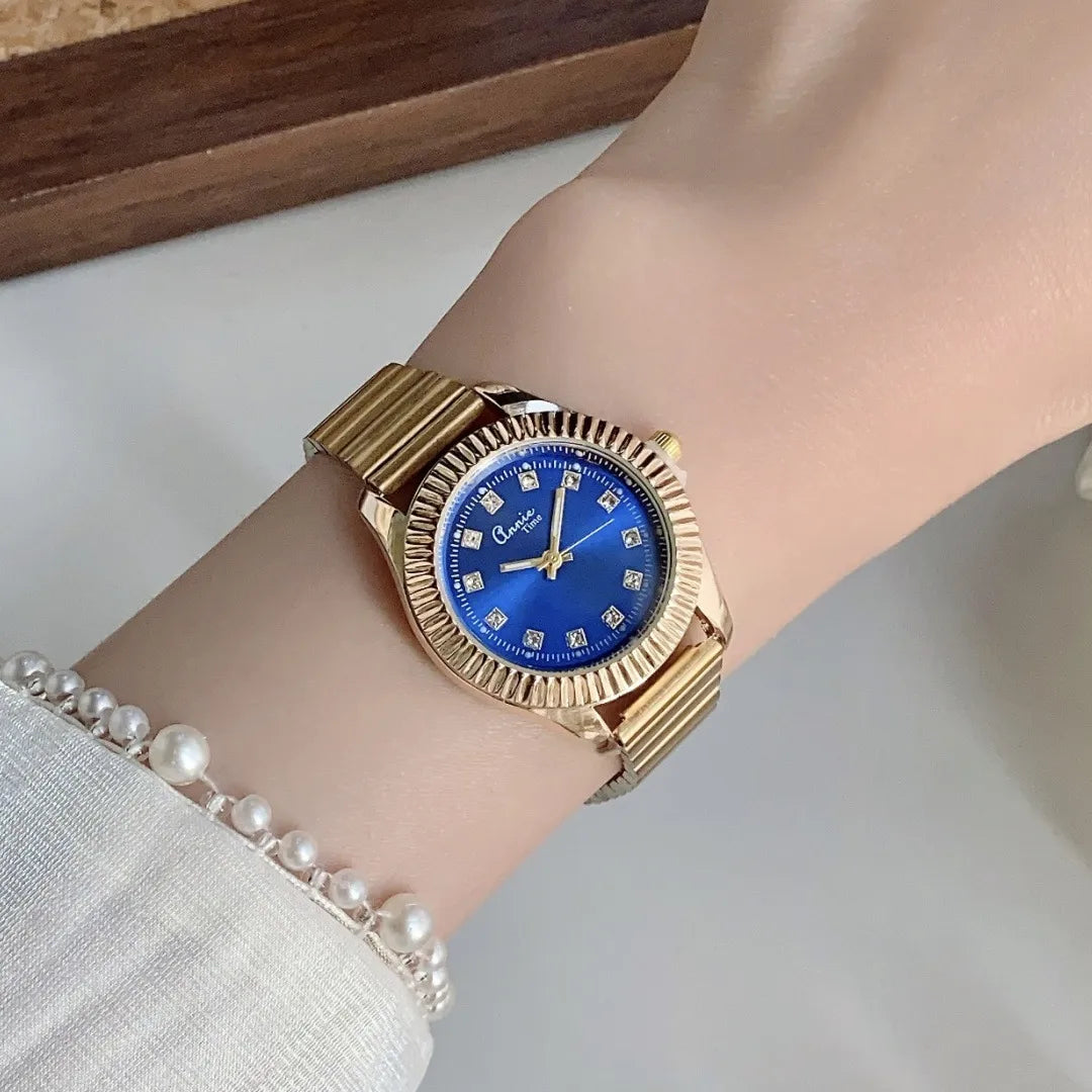 Classic Business Quartz Watch Adjustable Bamboo Node Steel Belt Small Golden Watch Versatile Gold Tone Couple Watch