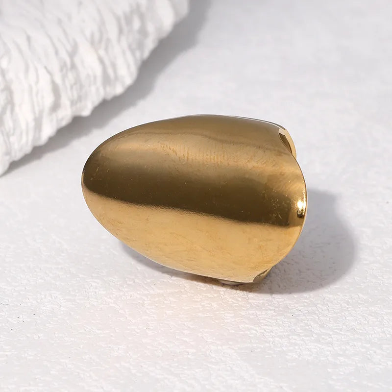 Classic Vintage Stainless Steel Ring Adjustable Open 18K Gold Titanium Steel Hand Jewelry Casual Holiday Daily Wear