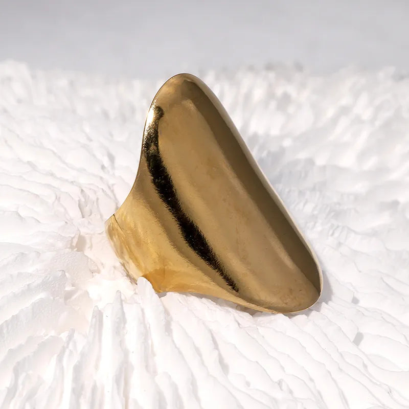 Classic Vintage Stainless Steel Ring Adjustable Open 18K Gold Titanium Steel Hand Jewelry Casual Holiday Daily Wear