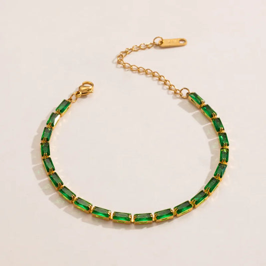 Colorful Square Zircon Bracelet Stackable Simple Jewelry Stainless Steel Alloy Aluminum Pin