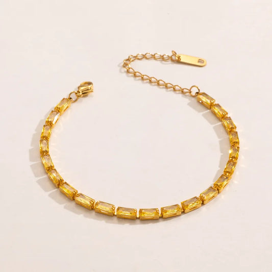 Colorful Square Zircon Bracelet Stackable Simple Jewelry Stainless Steel Alloy Aluminum Pin