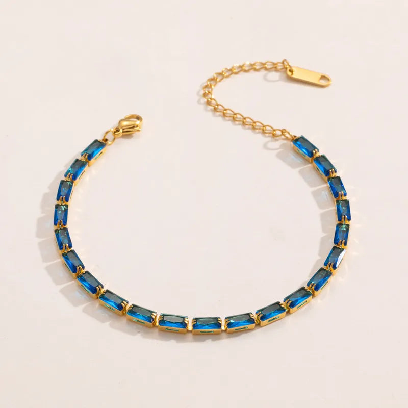 Colorful Square Zircon Bracelet Stackable Simple Jewelry Stainless Steel Alloy Aluminum Pin