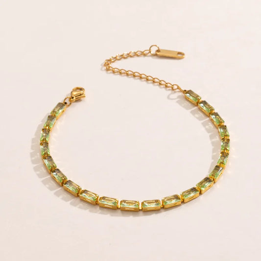 Colorful Square Zircon Bracelet Stackable Simple Jewelry Stainless Steel Alloy Aluminum Pin