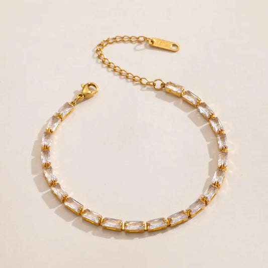 Colorful Square Zircon Bracelet Stackable Simple Jewelry Stainless Steel Alloy Aluminum Pin