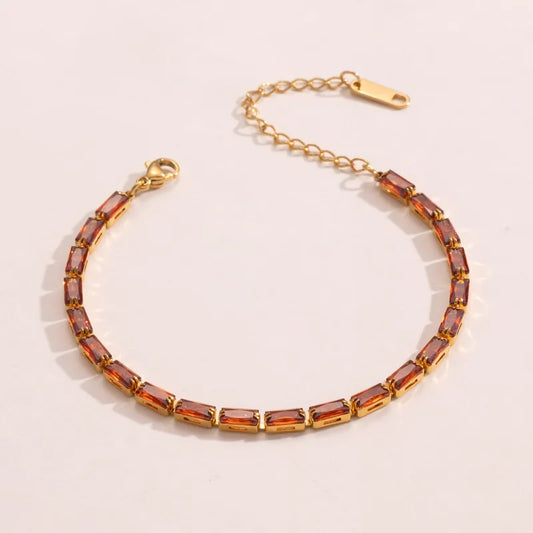 Colorful Square Zircon Bracelet Stackable Simple Jewelry Stainless Steel Alloy Aluminum Pin