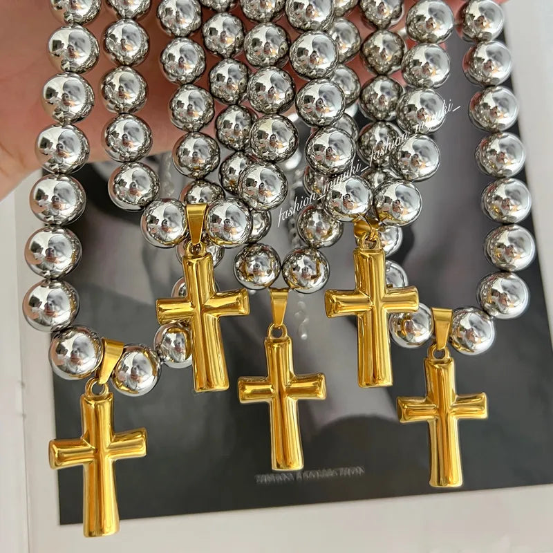 Copper Alloy Strand Cross Chains NECKLACES