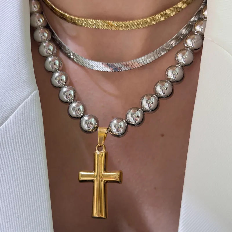 Copper Alloy Strand Cross Chains NECKLACES