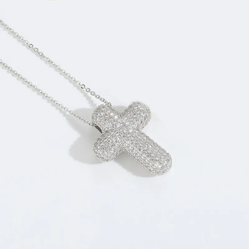 Copper Cable Chain 14K Gold Plated Cross Heart Shape Zircon Necklace