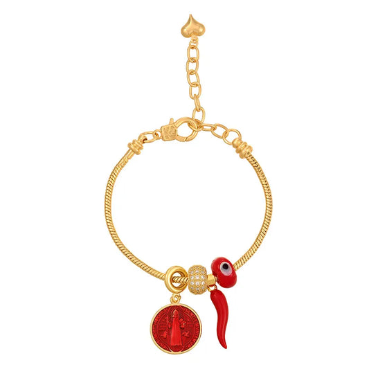 Copper Embedded Zirconia Oil-Drop Chili Round Portrait Eye Bracelet Couple Style Fashion Jewelry Cartoon Fruit Pattern Design