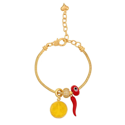 Copper Embedded Zirconia Oil-Drop Chili Round Portrait Eye Bracelet Couple Style Fashion Jewelry Cartoon Fruit Pattern Design