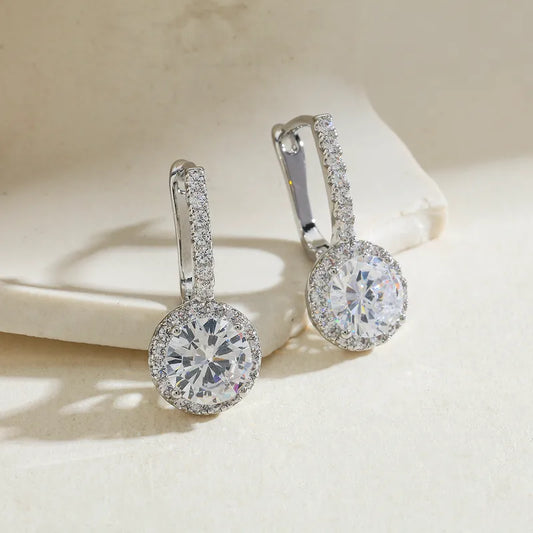 Copper Plated Imitation Gold Zircon Geometric Water Plated 0.03µm Elegant Classic Ring Earrings