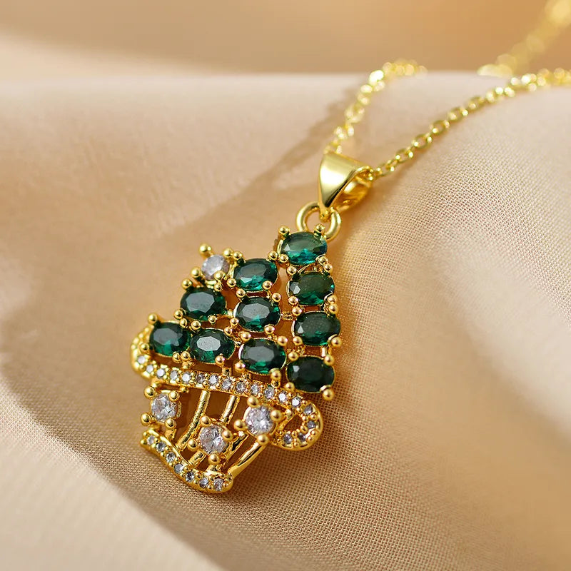 Creative Women's Fashion Jewelry Luxury Ice Cream Pendant Sweet Personality Necklace Classic Cute Wedding Office Date Party Accessory