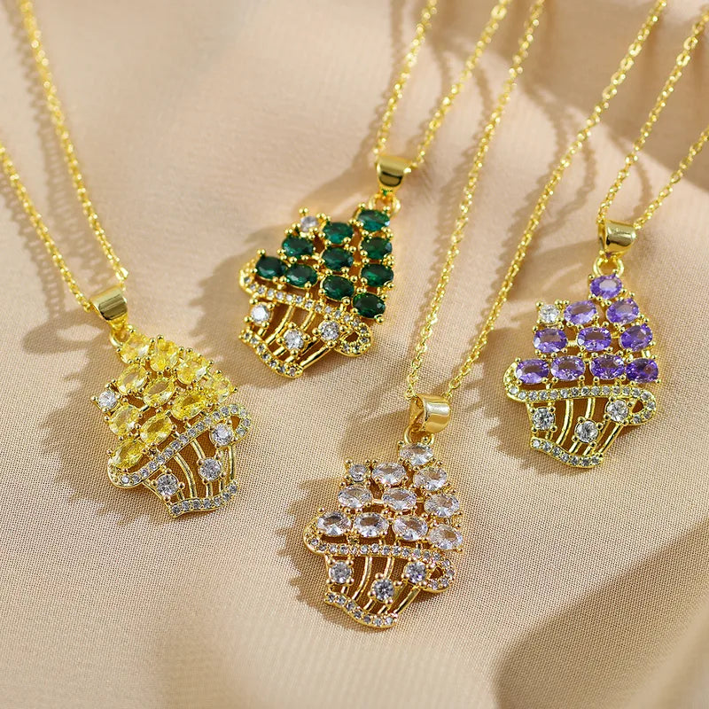 Creative Women's Fashion Jewelry Luxury Ice Cream Pendant Sweet Personality Necklace Classic Cute Wedding Office Date Party Accessory