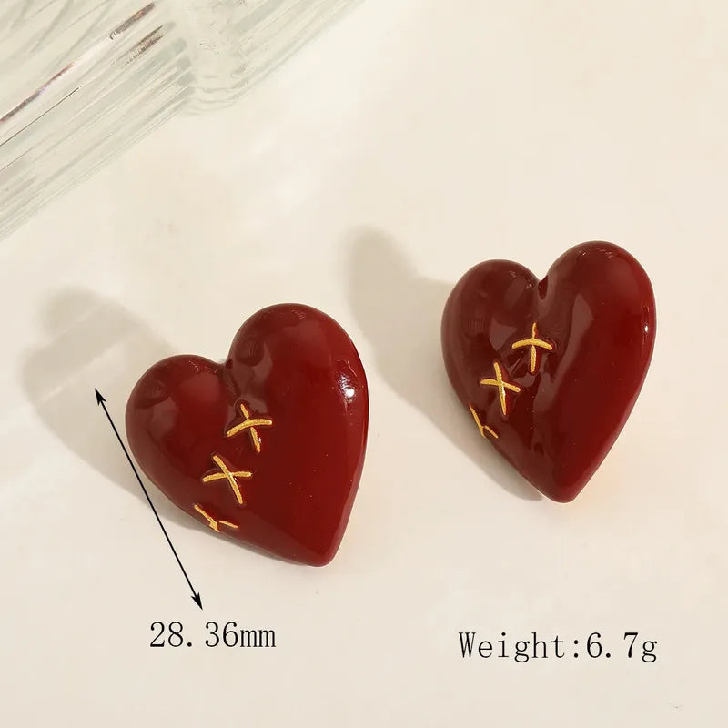 Daily Commute Copper Plated 18K Gold Heart Shaped Earrings Elegant Casual Polished Finish For Women Perfect For All Seasons