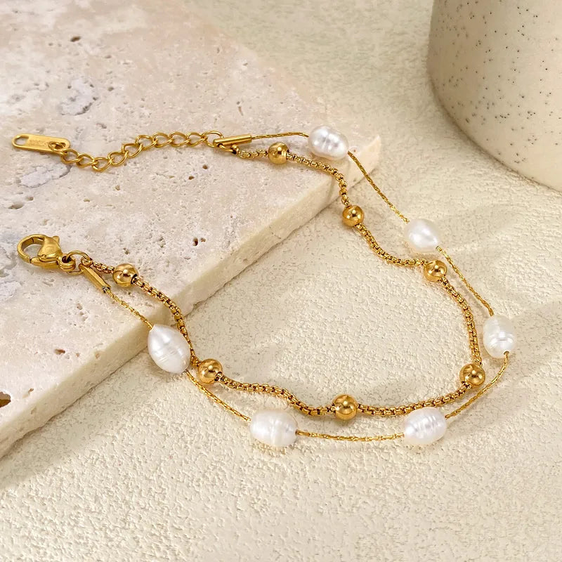 Double Layer Princess Style Bracelet Fashion Simple Design Beaded Charm Women's Jewelry For Daily Activities Family Gatherings