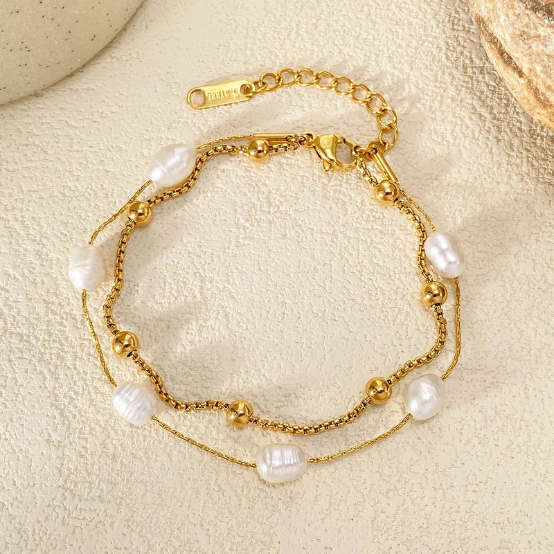 Double Layer Princess Style Bracelet Fashion Simple Design Beaded Charm Women's Jewelry For Daily Activities Family Gatherings