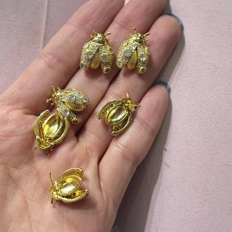 Earring Bee Crab Micro-Paved Electroplated Zirconia Oil-Drop Style Color Retention Fashion Jewelry For Women Casual Chic Simple Design