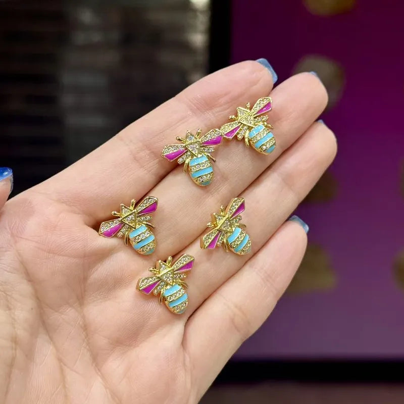 Earring Bee Crab Micro-Paved Electroplated Zirconia Oil-Drop Style Color Retention Fashion Jewelry For Women Casual Chic Simple Design