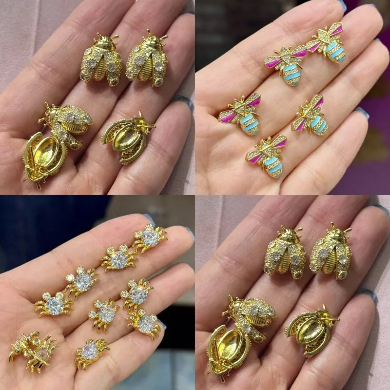 Earring Bee Crab Micro-Paved Electroplated Zirconia Oil-Drop Style Color Retention Fashion Jewelry For Women Casual Chic Simple Design