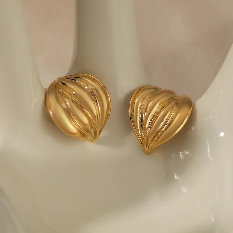 Elegant Balloon Texture Bicolor Stainless Steel 316 Double Tone Women's Ear Studs Smooth Surface Fashionable Versatile Jewelry